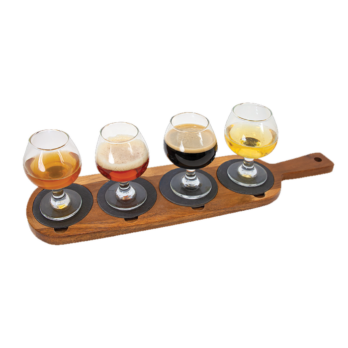 18 1/2" x 4 1/4" Acacia Wood/Slate Serving Board - LZR