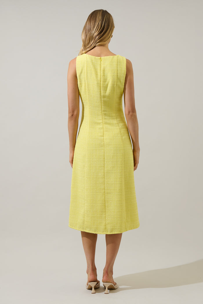 Adriella Tweed Litia Sleeveless Midi Dress