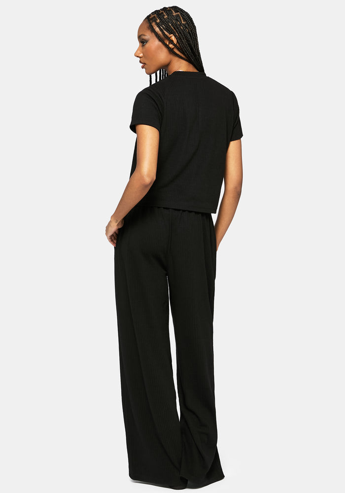 Aelin Sword Embroidered Short Sleeve Ribbed Top