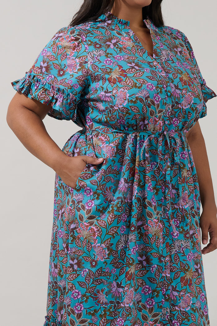 Alna Button Up Midi Dress Berlin Floral Curve
