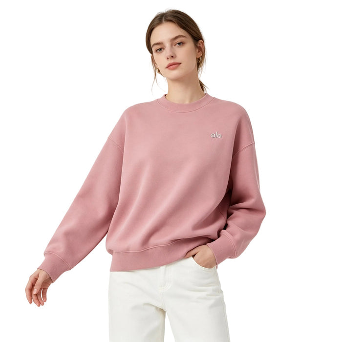 ALO Accolade Crew Neck Pullover Vintage Pink - AFewVibe