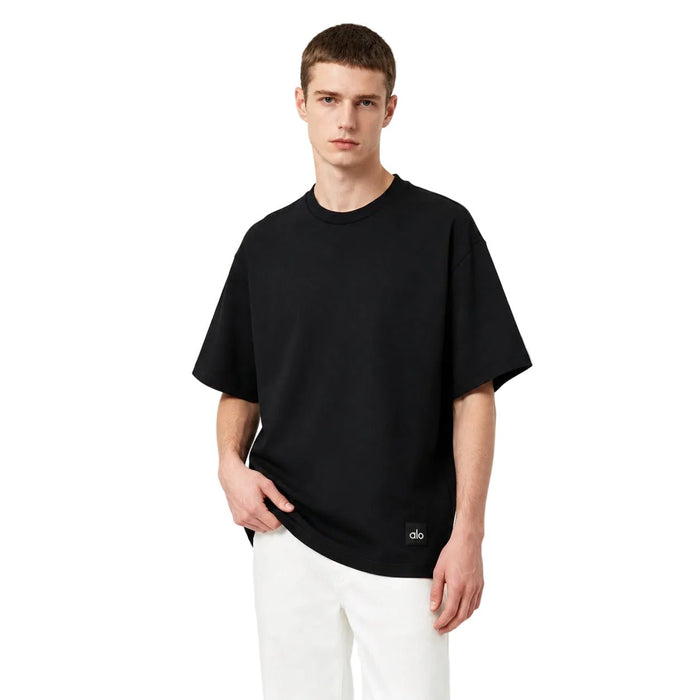 Alo Double Take Crew Neck Short Sleeve TShirt Black - AFewVibe