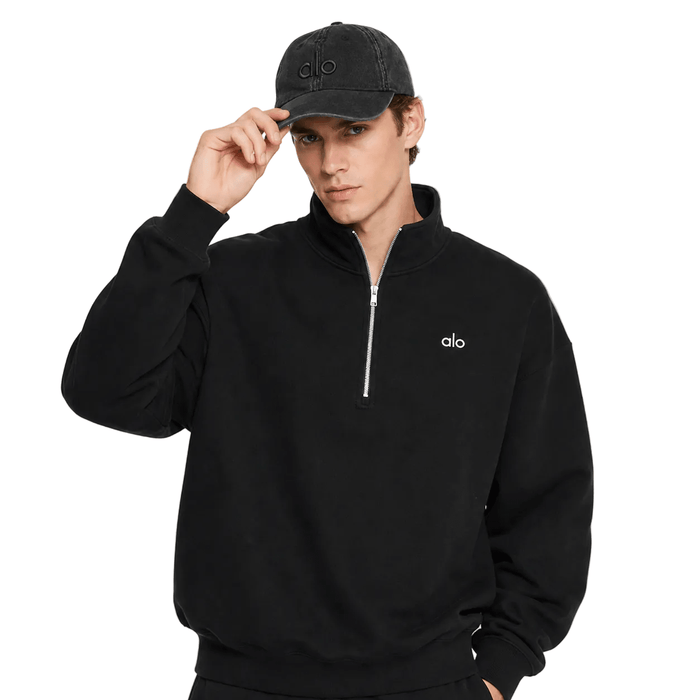 Alo Washed Off Duty Cap Monument Wash Vintage Black - AFewVibe