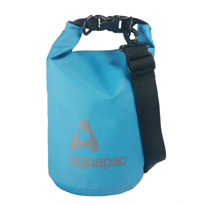 Front detail of Aquapac heavyweight waterproof dry bag in aqua colour in 7 litre version