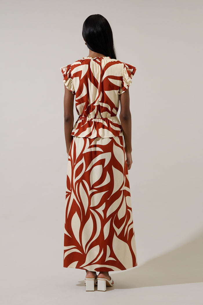 Astra Ruffle Maxi Dress Abstract