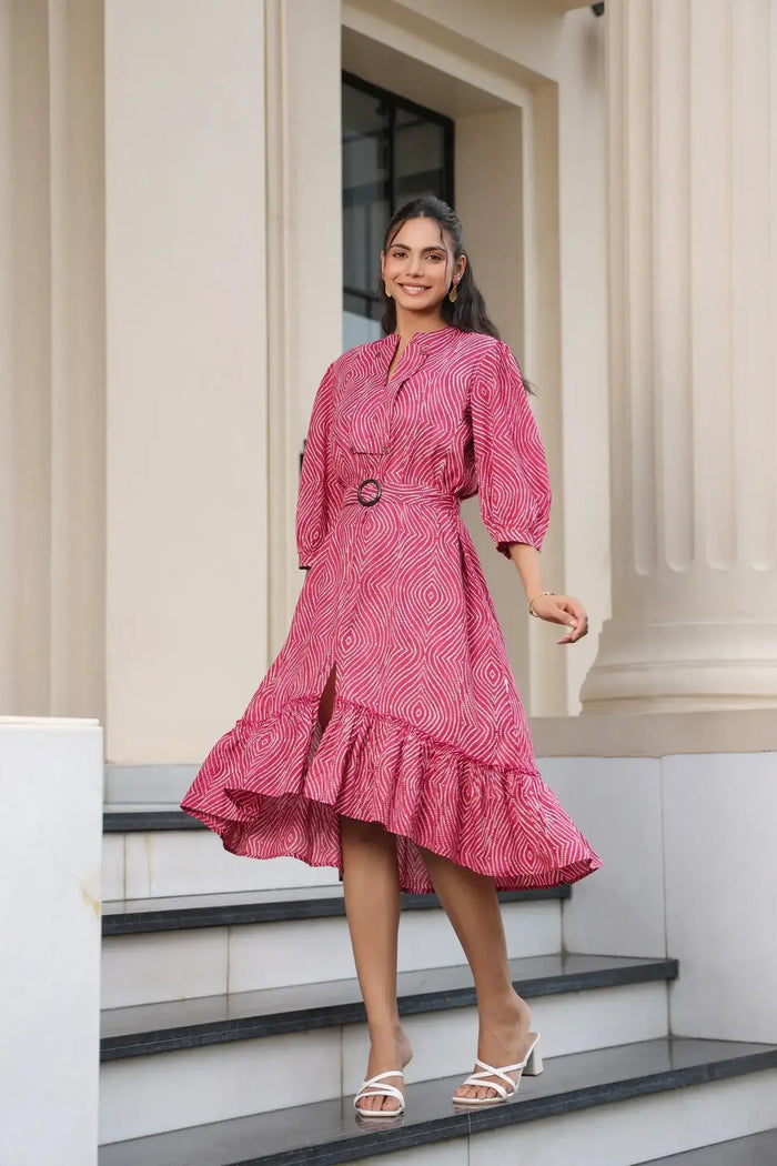 Asymmetric Illusion Cotton Midi dress