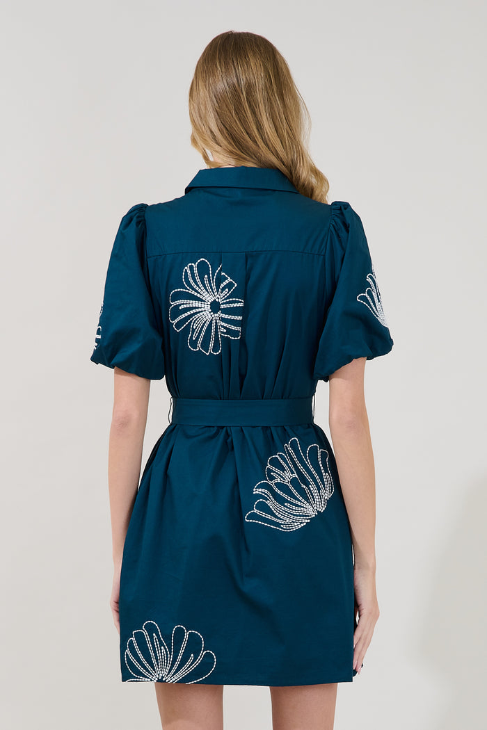 Aurely Embroidery Shirt Mini Dress