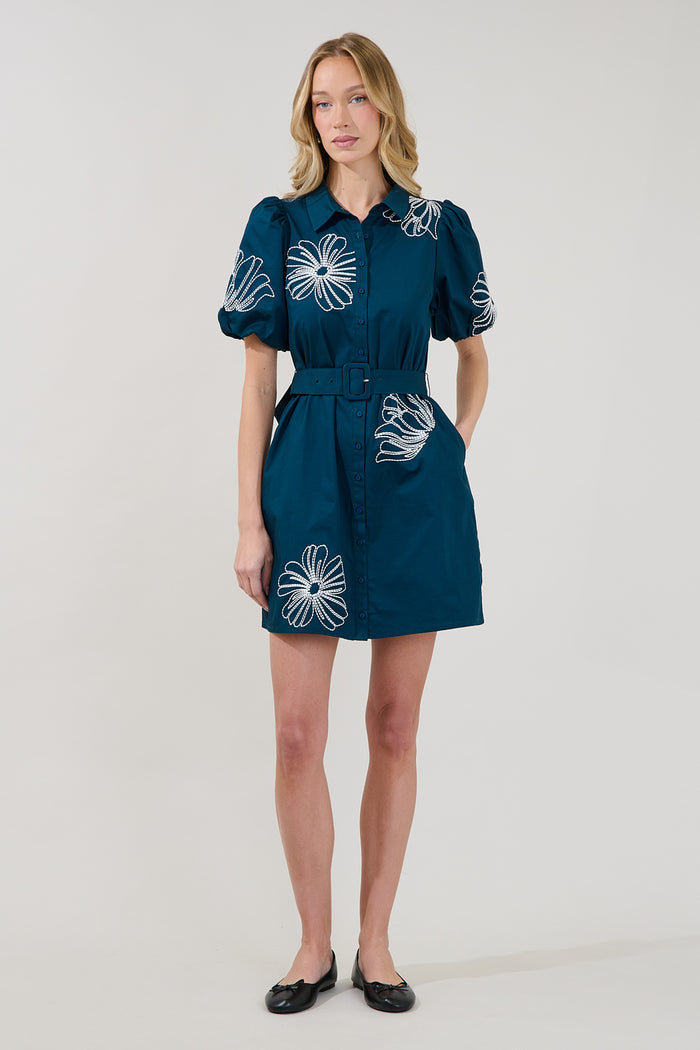 Aurely Embroidery Shirt Mini Dress
