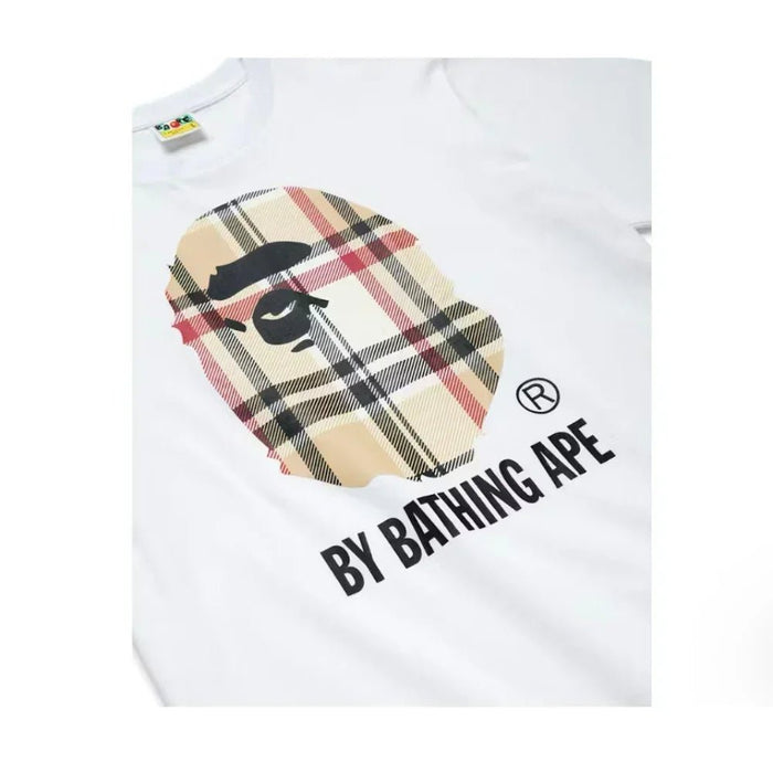 BAPE A Bathing Ape Check by Bathing Tee White Beige - Afewvibe