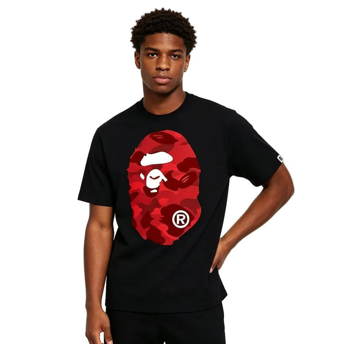 BAPE Color Camo Big Ape Head Tee Black Red - Afewvibe