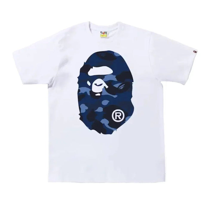 BAPE Color Camo Big Ape Head Tee White Blue - Afewvibe