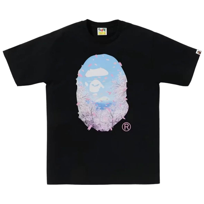 BAPE Sakura Photo Ape Head Tee SS26 Black - AFewVibe