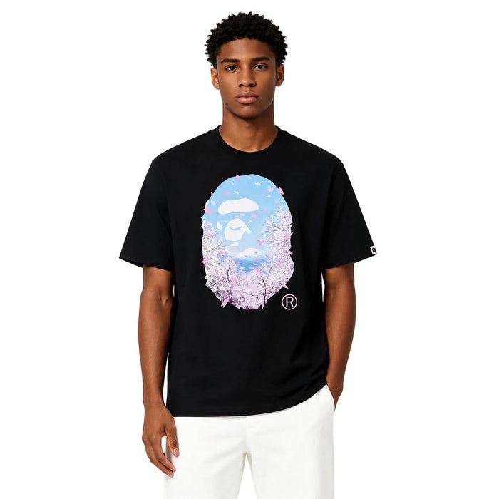 BAPE Sakura Photo Ape Head Tee SS26 Black - AFewVibe