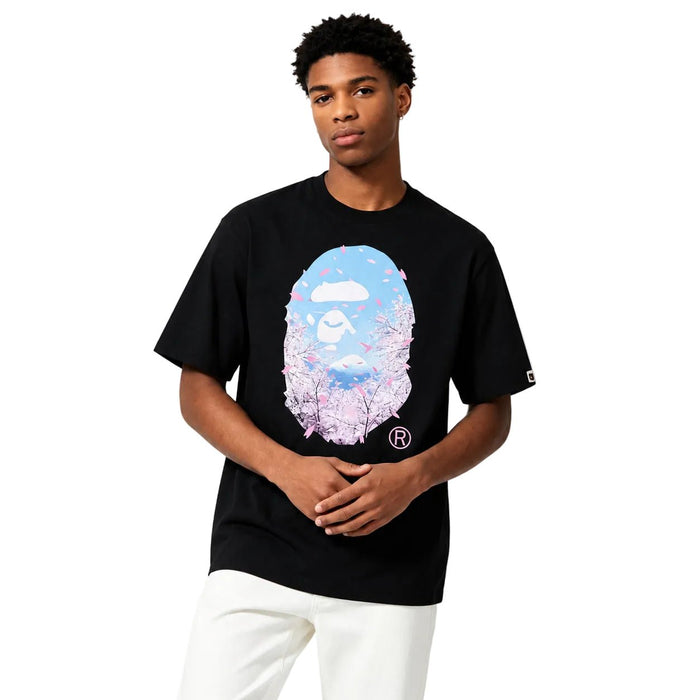 BAPE Sakura Photo Ape Head Tee SS26 Black - AFewVibe