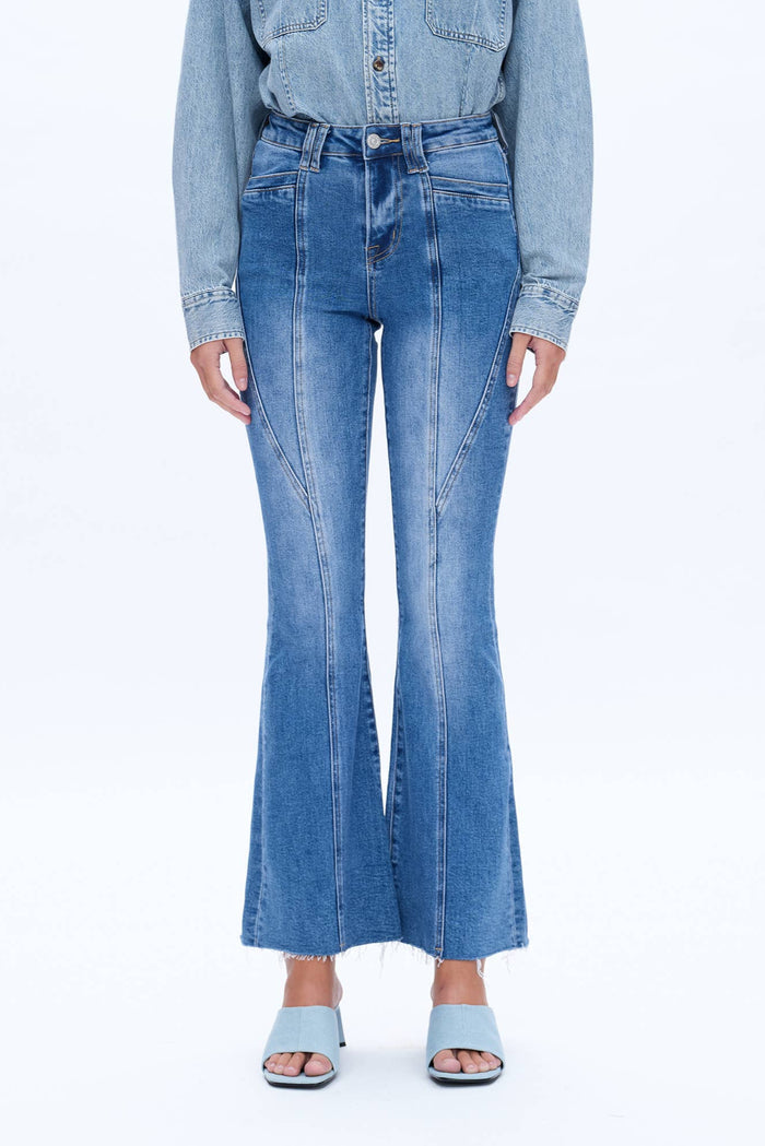 Style the Bayeas High Rise Flare Jeans with Seem Detail exclusively at Born To Glam