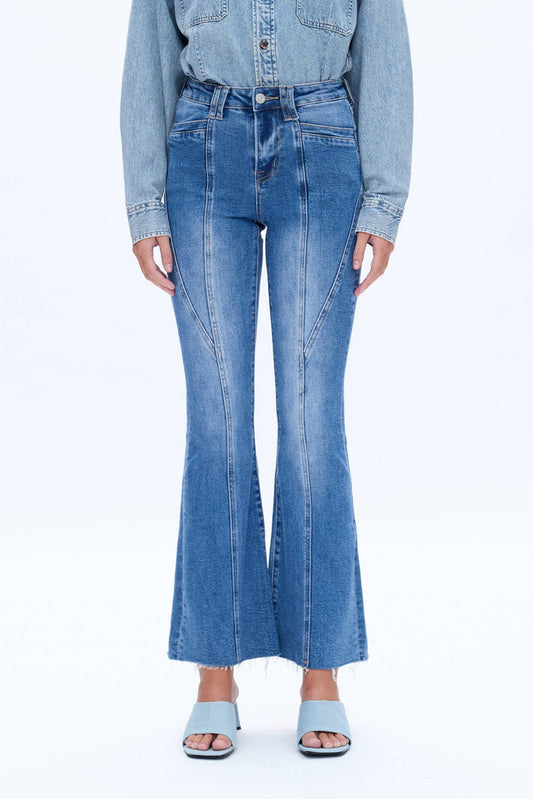 Style the Bayeas High Rise Flare Jeans with Seem Detail exclusively at Born To Glam