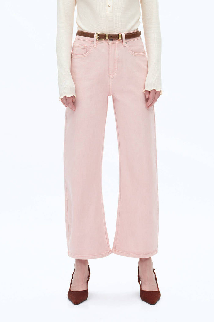 Style the Bayeas Mid Rise Pink Barrel Jeans exclusively at Born To Glam