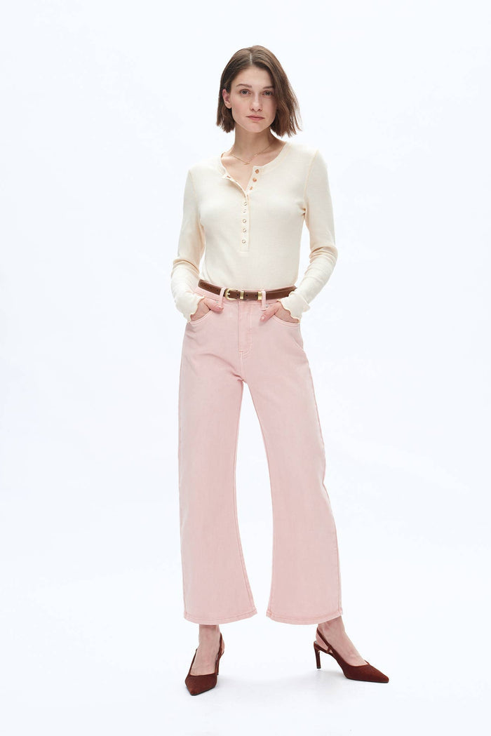 Style the Bayeas Mid Rise Pink Barrel Jeans exclusively at Born To Glam