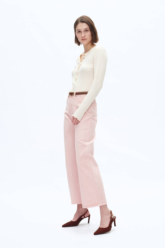 Style the Bayeas Mid Rise Pink Barrel Jeans exclusively at Born To Glam