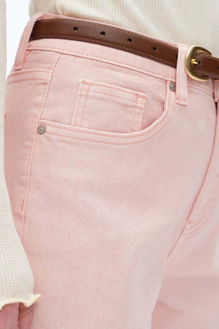 Style the Bayeas Mid Rise Pink Barrel Jeans exclusively at Born To Glam