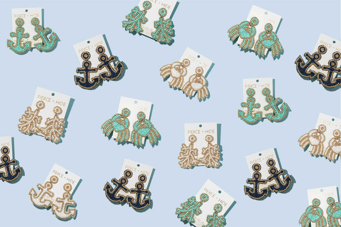 Beaded Crab Earring - White