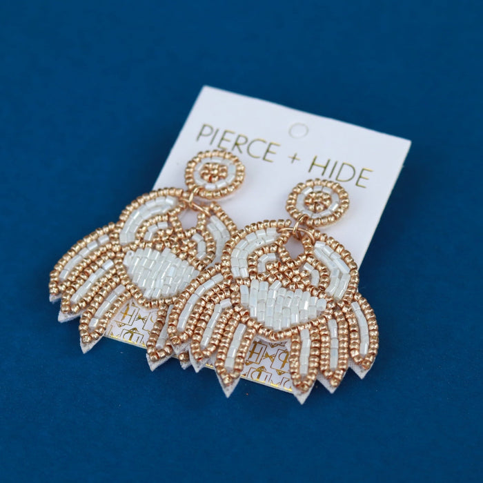 Beaded Crab Earring - White