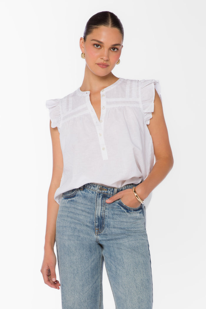 Beckett White Top - Tops - Velvet Heart Clothing
