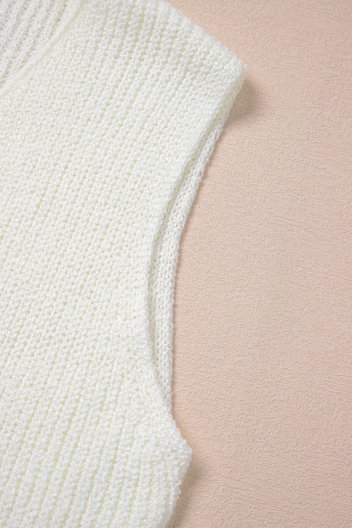 Beige Lace-up Front V Neck Sweater Vest - Sweaters & Cardigans/Sweater Vests