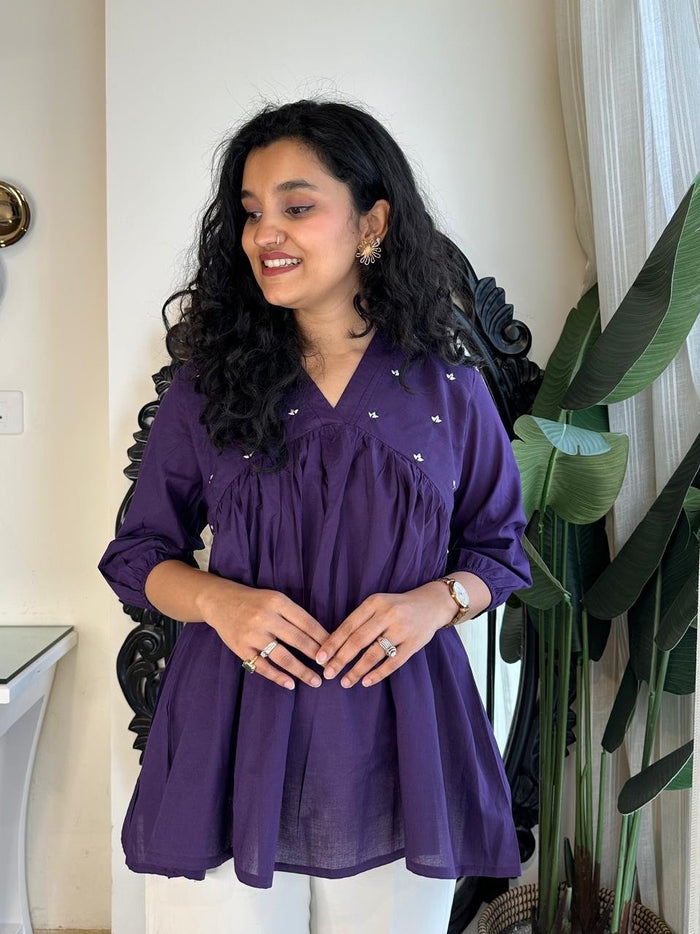 Bella Minimal Cotton Top- Purple