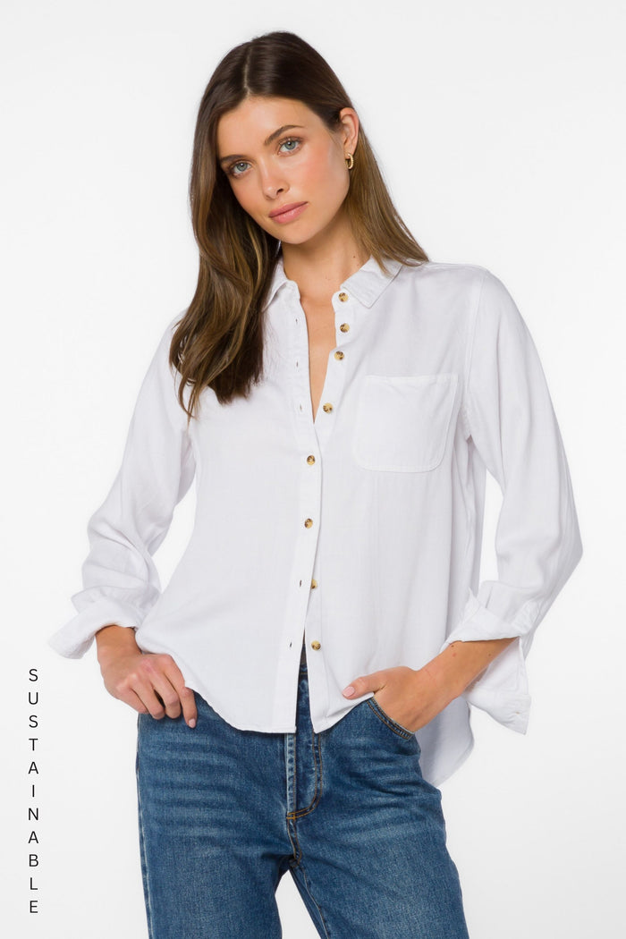 Bennett Optic White Shirt - Tops - Velvet Heart Clothing