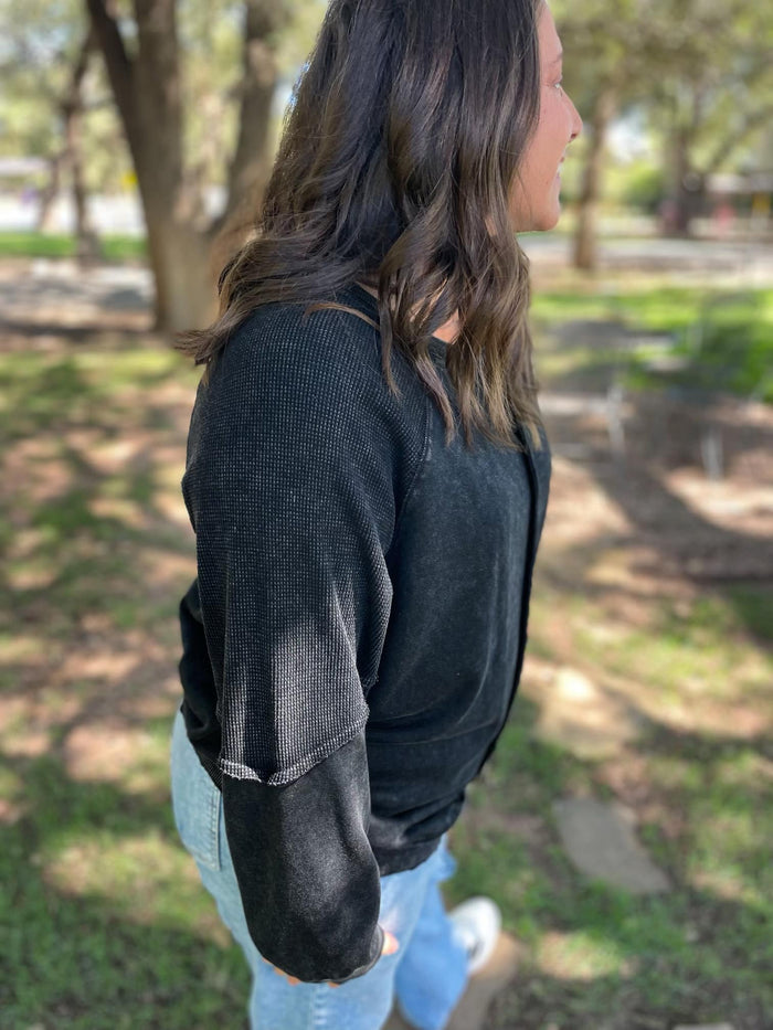 Best Selling Elliott Exposed Seam Sweatshirt in Beige or Black