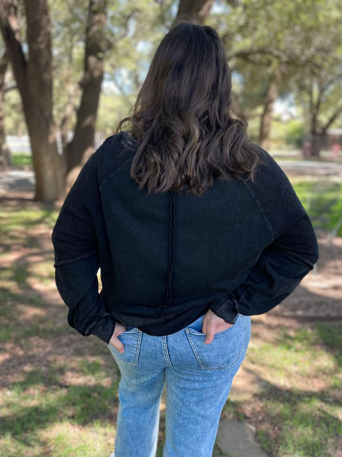 Best Selling Elliott Exposed Seam Sweatshirt in Beige or Black