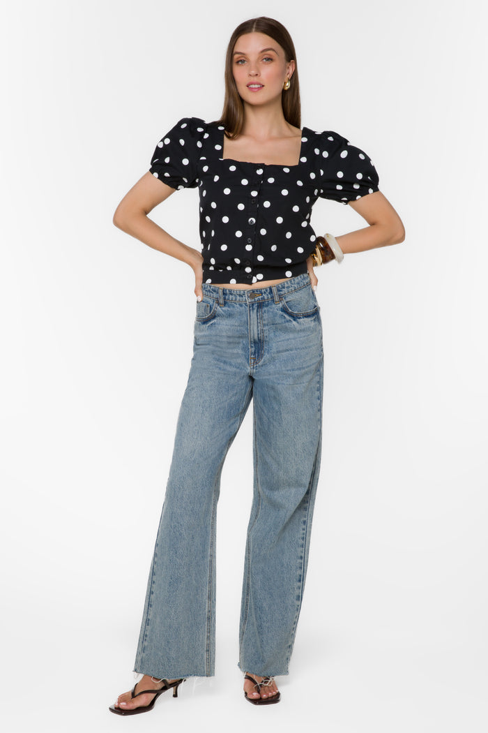 Bethie Black Dotted Top - Tops - Velvet Heart Clothing