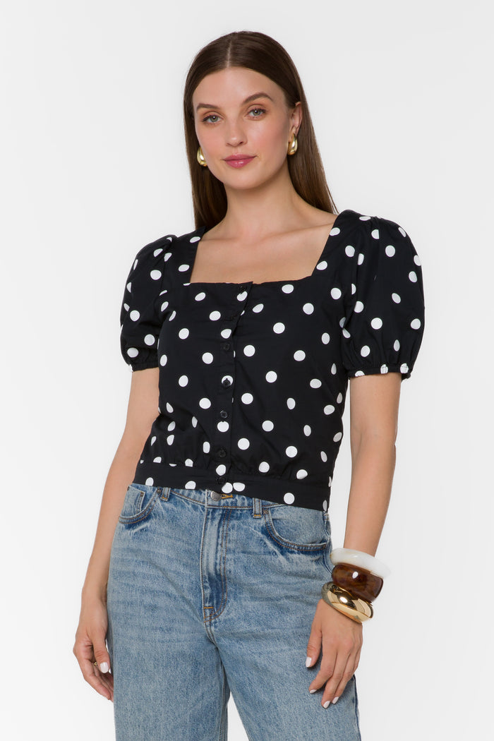 Bethie Black Dotted Top - Tops - Velvet Heart Clothing