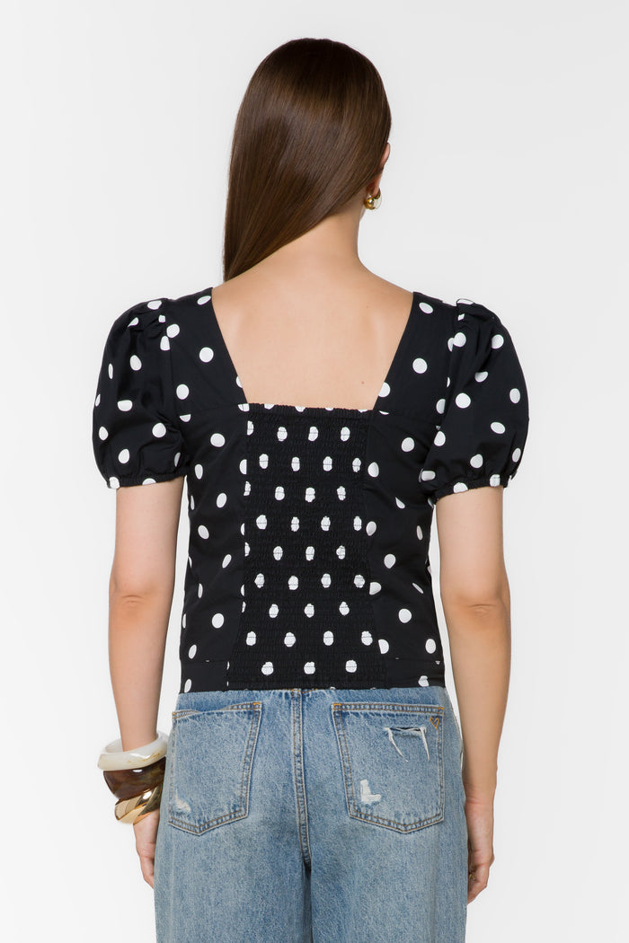 Bethie Black Dotted Top - Tops - Velvet Heart Clothing