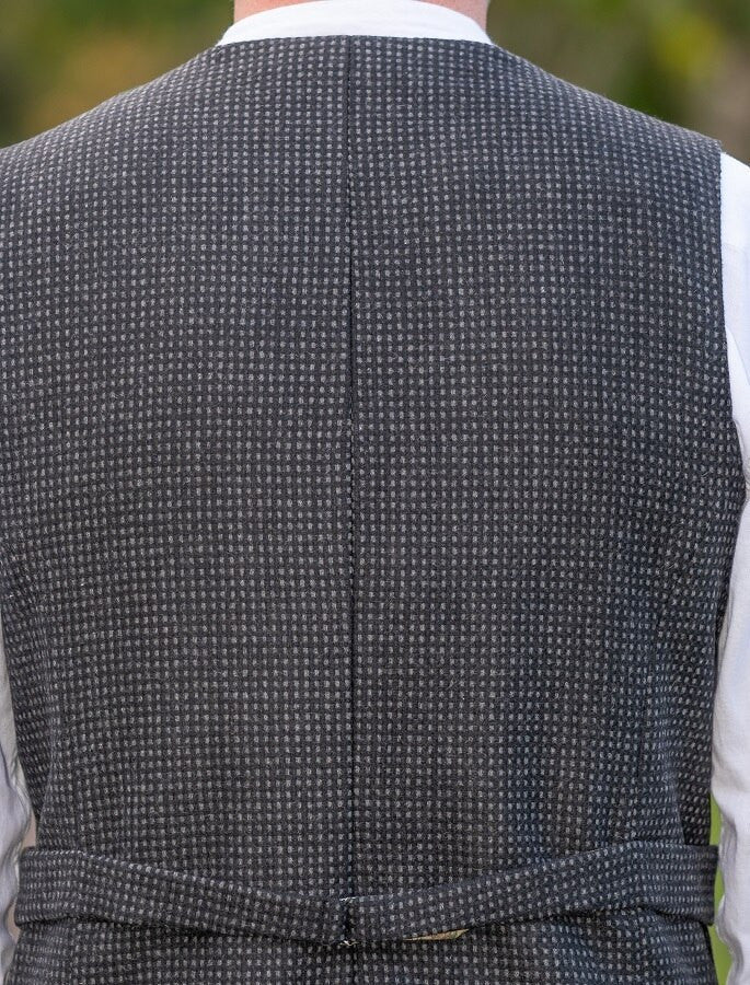 Black and Grey Night Check Tweed Waistcoat