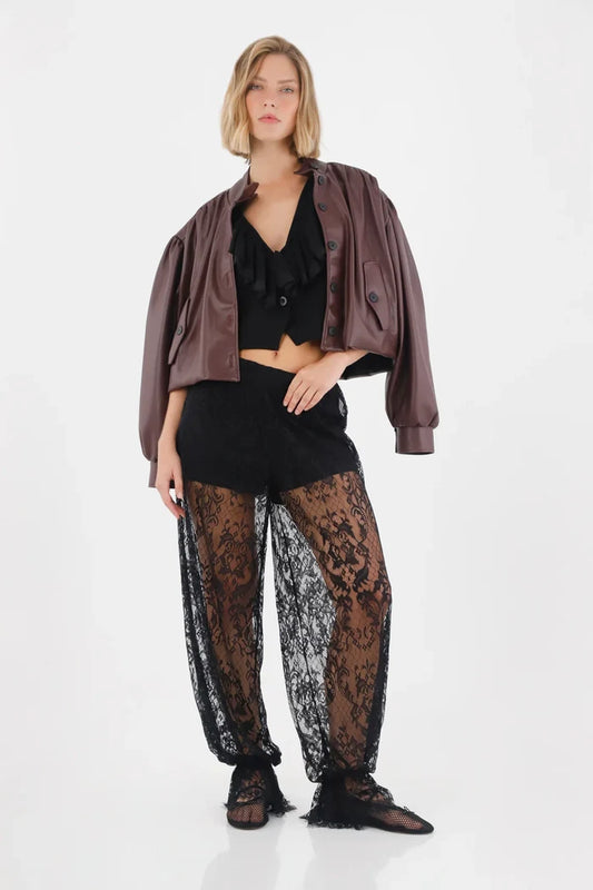 Black Blonda Fabric Pants for Women