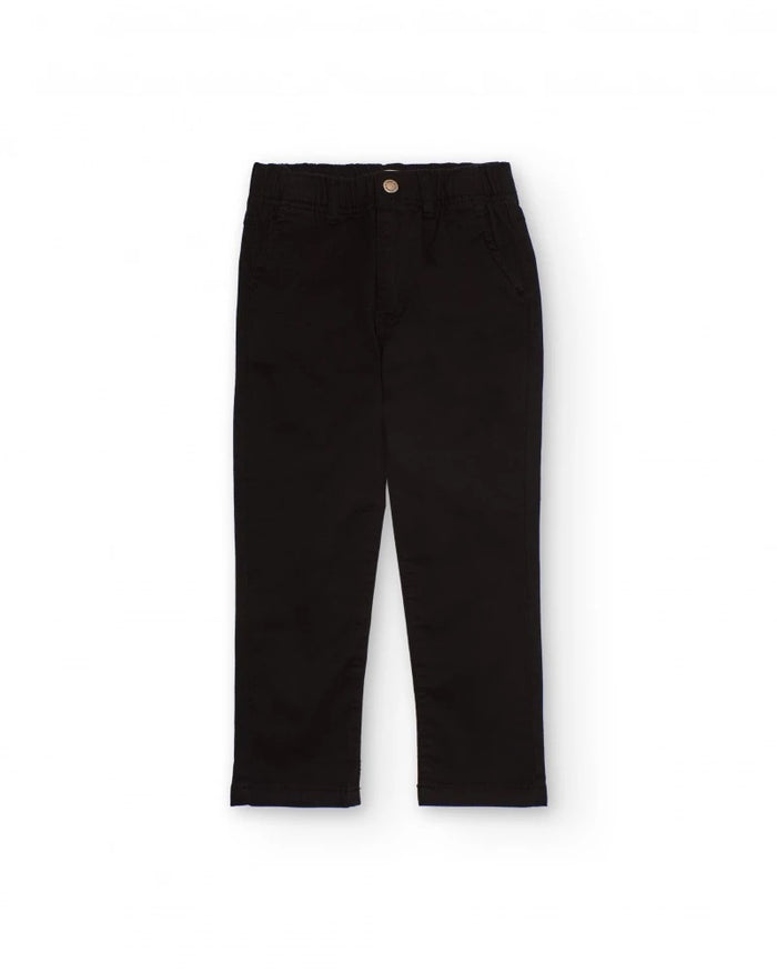 Black chino trousers for boys with elastic waistband