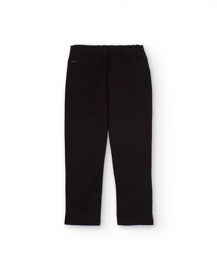Black chino trousers for boys with elastic waistband