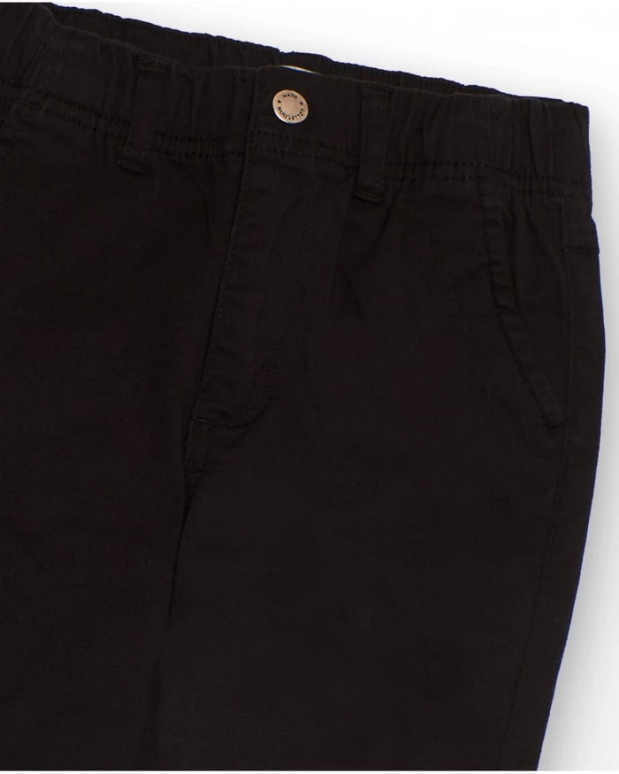 Black chino trousers for boys with elastic waistband