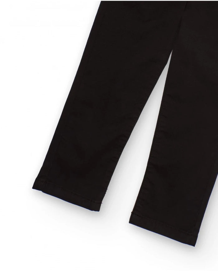 Black chino trousers for boys with elastic waistband