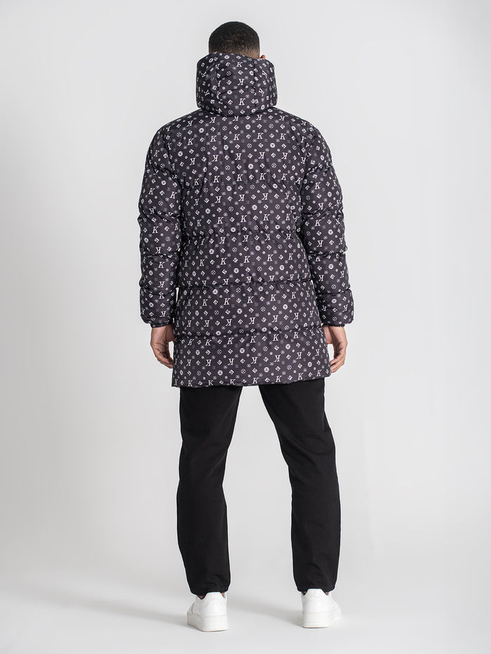 overcoats / Black Logomania Puffer Coat