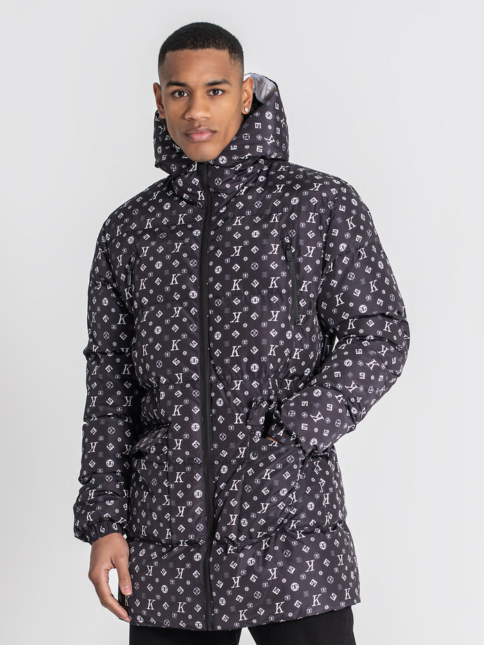 overcoats / Black Logomania Puffer Coat