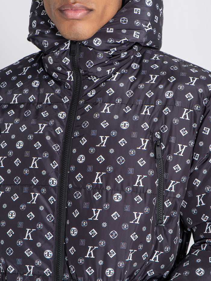 overcoats / Black Logomania Puffer Coat