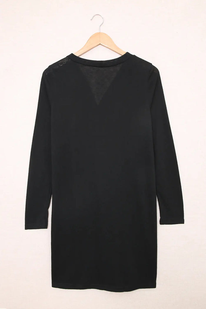 Black Solid Colour Open-Front Buttons Cardigan - Sweaters & Cardigans/Cardigans