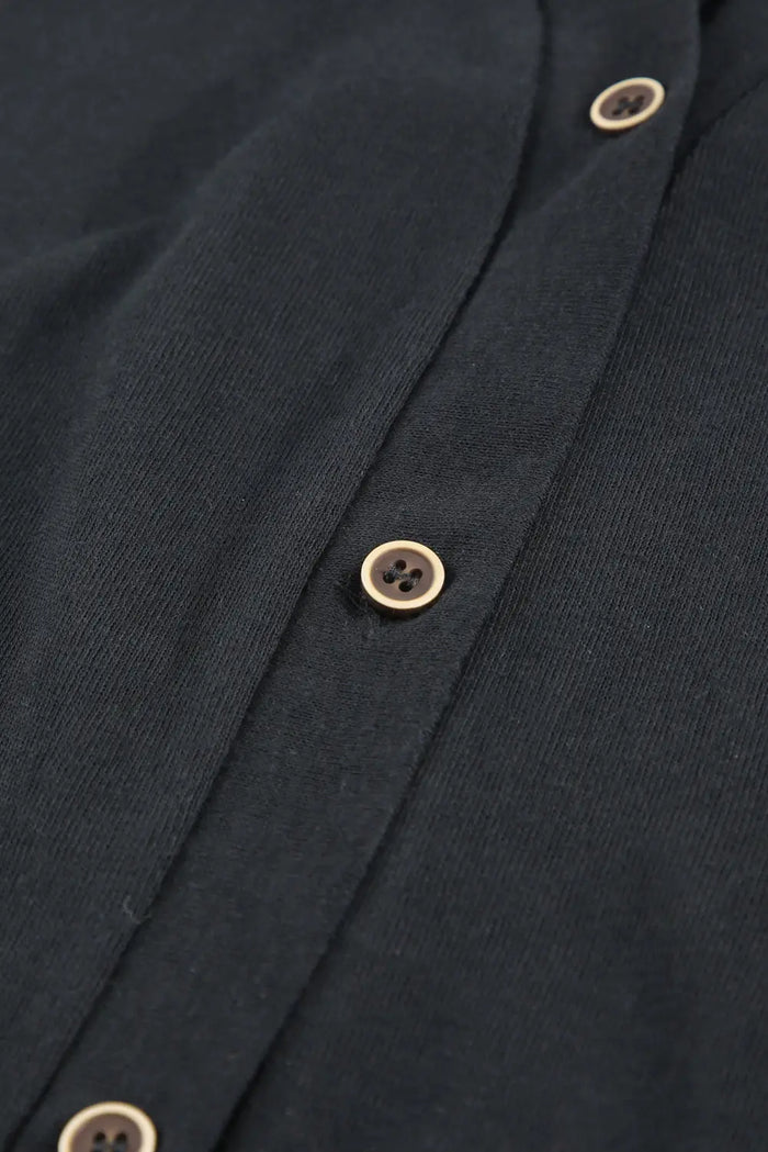 Black Solid Colour Open-Front Buttons Cardigan - Sweaters & Cardigans/Cardigans