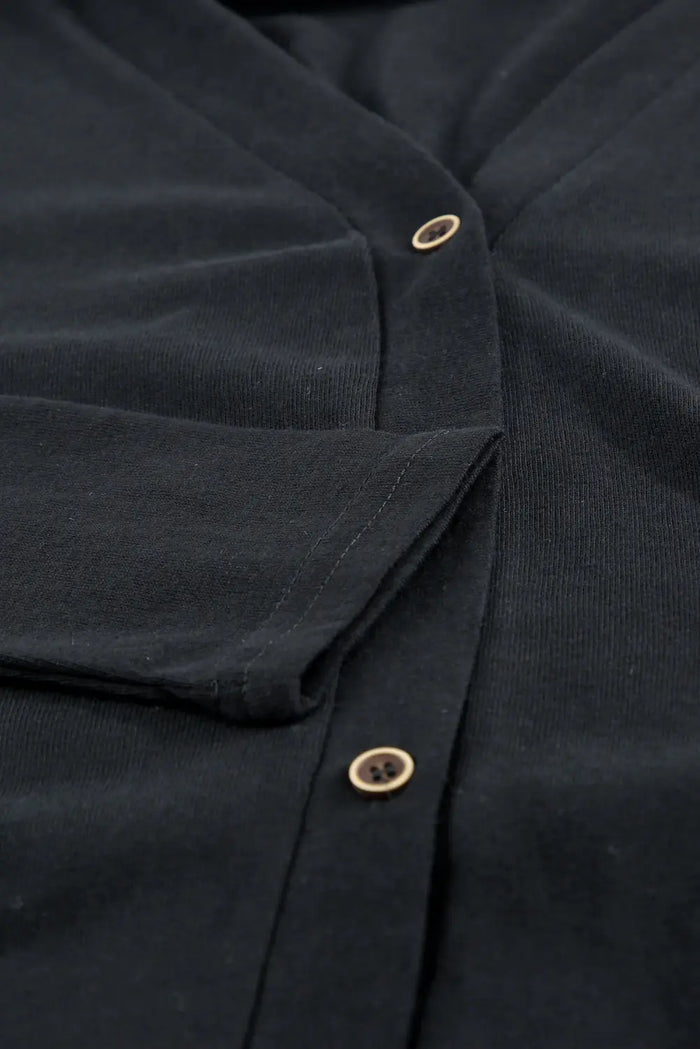 Black Solid Colour Open-Front Buttons Cardigan - Sweaters & Cardigans/Cardigans