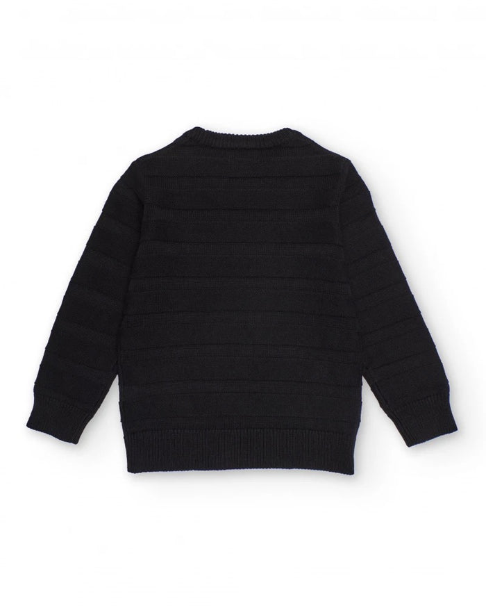 Black sweater for boys with striped texture