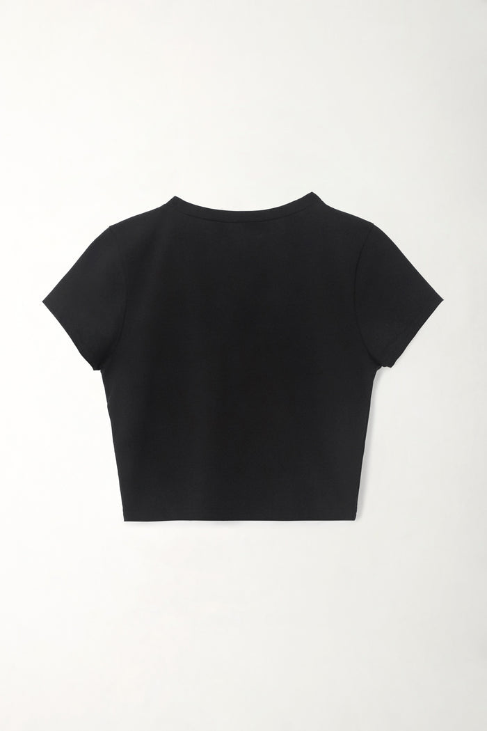 Black Women's V-Neck Crop Top