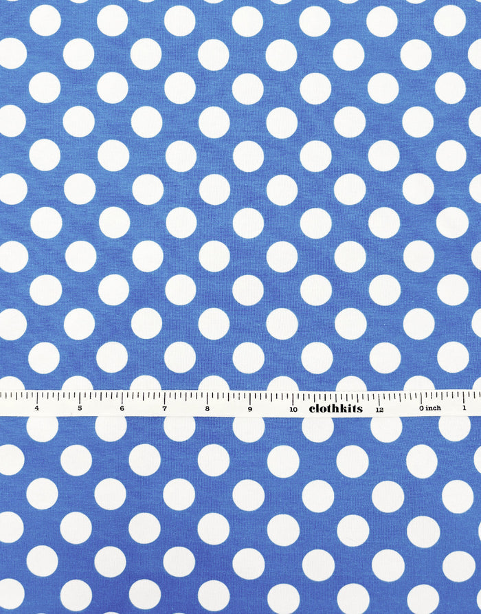 Blue & White Spot Cotton Jersey Fabric